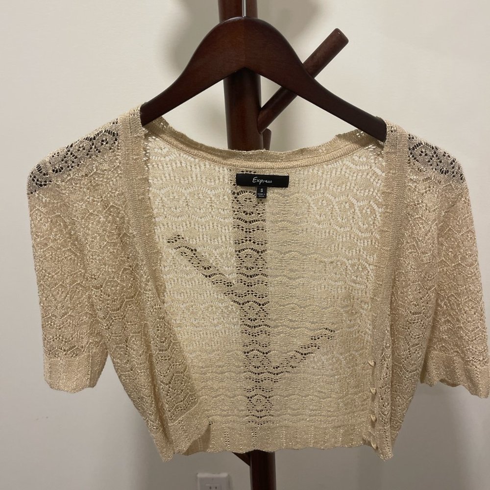Express Gold Lace Cropped Top, US Size S